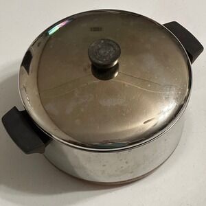 Vintage Revere Ware 4 1/2 Qt Copper Bottom Stock Pot & Lid Rome NY USA 1801